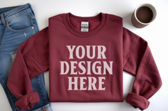 Cardinal Red Gildan 18000 Folded Flat Lay Mockups Product Image 1