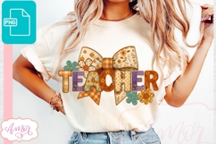 Coquette Teacher Sublimation design PNG| Fall shirt PNG Product Image 1