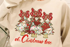 Coquette Glitter Christmas Tree Png, Plaid Christmas Png Product Image 2