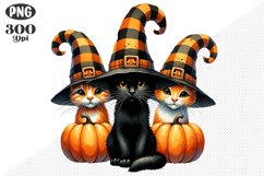 Halloween Cat And Pumpkin Sublimation - Clipart PNG Design Product Image 1
