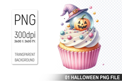 Cupcake With A Halloween Pumpkin, Halloween Clipart PNG File Product Image 1