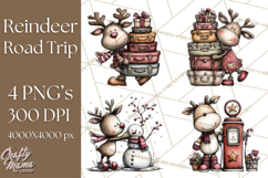 Homespun Christmas Reindeer Roadtrip PNG Clipart Product Image 1