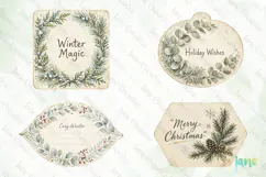 Vintage Winter Tags Clipart Product Image 1