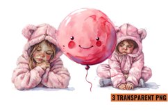 Watercolor Pink Baby Shower Clipart , PNG Product Image 1