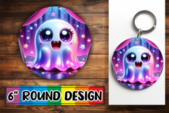 Timeless Round Ornaments Sublimation PNG, 3D Cute Ghost Product Image 1