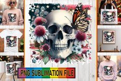 Playful TOTE BAG Art PNG, Skull USA Product Image 1