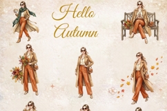 Hello Autumn Watercolor Clipart Bundle, Fall Leaves Pumpkin Product Image 16