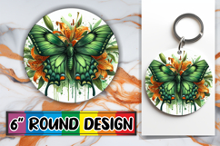 Cozy Circle Keychain Design PNG, Butterfly Product Image 1