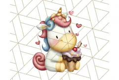 Cute Dessert Unicorn PNG Clipart with Cupcakes & Candies Product Image 5