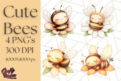 Adorable Bee Clipart PNG, Kawaii Bumblebee Illustrations Product Image 1