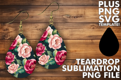 Sweet Teardrop Earrings Ideas PNG, Flower Pattern Product Image 1