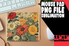 Retro Flower Pattern Mouse Pad Sublimation Product Image 1