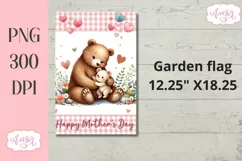 Happy Mother's day garden flag PNG for sublimation, Bear mom Product Image 2