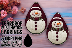 Vibrant Teardrop Earrings Design for Printing , Snowman Product Image 1
