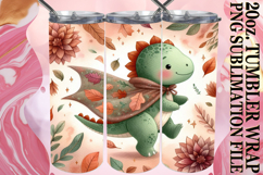 Luminous Sublimation 20oz tumbler wrap, Cute Dino Product Image 1