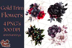 Gothic Floral PNG, Dark Aesthetic Flowers Clipart Print Product Image 1