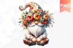 Floral Gnome Sublimation - Gnome Clipart Design Product Image 1