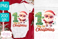 My first Christmas PNG for sublimation, Cute Santa PNG Product Image 2