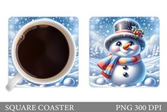 Cute Snowman Coaster Design. Christmas Coaster Sublimation Product Image 1