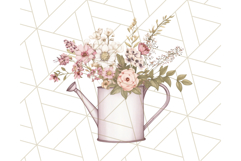 Watering Can Flowers PNG, Rustic Floral Watercolor Clipart Product Image 5