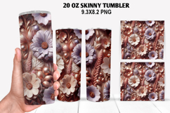 3D Flower Skinny Tumbler 20oz Wrap Design,Flowers Tumble PNG Product Image 1