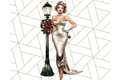 Vintage Glamorous Christmas Party Clipart PNG, Holiday Png Product Image 5
