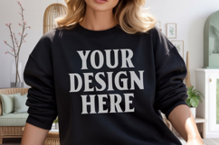 Black Gildan 18000 Crewnwck Sweatshirt Mockup, gildan 18000 Product Image 1