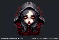 Cute Gothic dolls Clipart PNG, Red Gothic girl sublimation Product Image 2