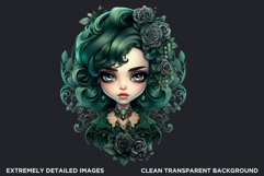 Green Gothic girl sublimation, Cute Gothic dolls Clipart Product Image 2