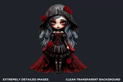 Cute Gothic dolls Clipart PNG, Red Gothic girl sublimation Product Image 2