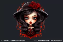 Cute Gothic dolls Clipart PNG, Red Gothic girl sublimation Product Image 2