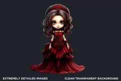 Cute Gothic dolls Clipart PNG, Red Gothic girl sublimation Product Image 2