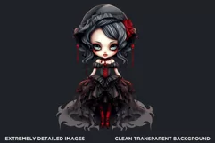 Cute Gothic dolls Clipart PNG, Red Gothic girl sublimation Product Image 2