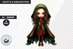 Cute Gothic dolls Clipart PNG, Red Gothic girl sublimation Product Image 1
