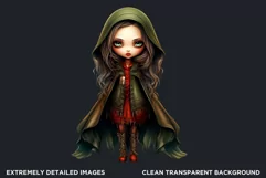 Cute Gothic dolls Clipart PNG, Red Gothic girl sublimation Product Image 2