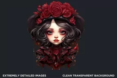 Cute Gothic dolls Clipart PNG, Red Gothic girl sublimation Product Image 2