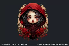 Cute Gothic dolls Clipart PNG, Red Gothic girl sublimation Product Image 2