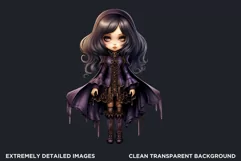 Cute Purple Gothic dolls Clipart PNG,Gothic girl sublimation Product Image 2