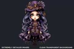 Cute Purple Gothic dolls Clipart PNG,Gothic girl sublimation Product Image 2