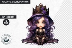 Cute Purple Gothic dolls Clipart PNG,Gothic girl sublimation Product Image 1