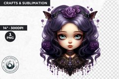 Cute Purple Gothic dolls Clipart PNG,Gothic girl sublimation Product Image 1