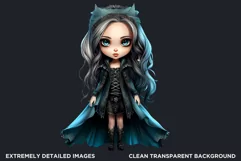 Cute Blue Gothic dolls Clipart PNG,Gothic girl sublimation Product Image 2