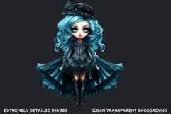 Cute Blue Gothic dolls Clipart PNG,Gothic girl sublimation Product Image 2