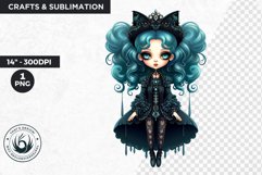 Cute Blue Gothic dolls Clipart PNG,Gothic girl sublimation Product Image 1