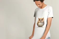 Cute Horned Owl Bird Baby Watercolor Handmade illustration Product Image 3
