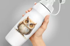 Cute Horned Owl Bird Baby Watercolor Handmade illustration Product Image 2