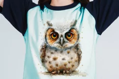 Cute Horned Owl Bird Baby Watercolor Handmade illustration Product Image 3