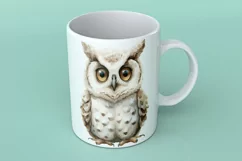 Cute Horned Owl Bird Baby Watercolor Handmade illustration Product Image 3