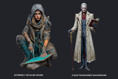 Grimdark Renegades PNG, Punk Fantasy Clipart for Dystopian Product Image 3