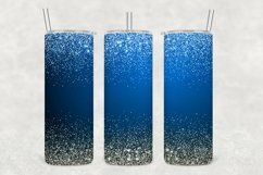 Blue White Sparkle Glitter Tumbler Wrap Sublimation Product Image 1